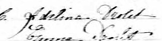 Signature d'Adelina Drolet: 27 juin 1862