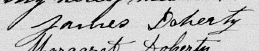 Signature de James Doherty: 12 avril 1886