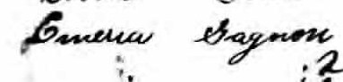 Signature d'Emerra Gagnon: 4 septembre 1906