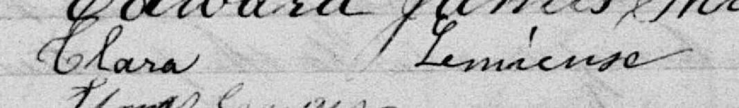 Signature de Clara Lemieux: 5 août 1885 Signature de Clara Lemieux: 5 août 1885