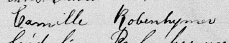 Signature de Camille Robenhymer: 16 août 1898 Signature de Camille Robenhymer: 16 août 1898