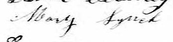 Signature de Mary Lynch: 19 août 1866 Signature de Mary Lynch: 19 août 1866
