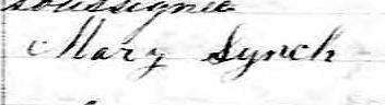 Signature de Mary Lynch: 24 janvier 1873 Signature de Mary Lynch: 24 janvier 1873