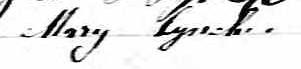 Signature de Mary Lynch: 23 novembre 1875 Signature de Mary Lynch: 23 novembre 1875
