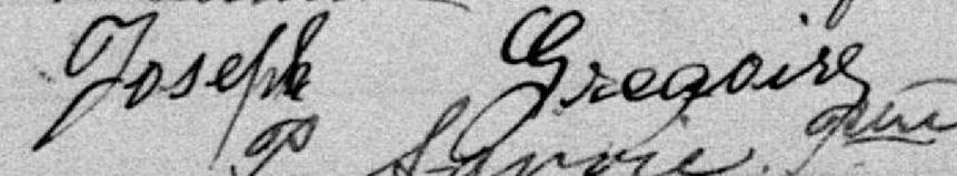 Signature de Joseph Gregoire: 6 novembre 1893 Signature de Joseph Gregoire: 6 novembre 1893
