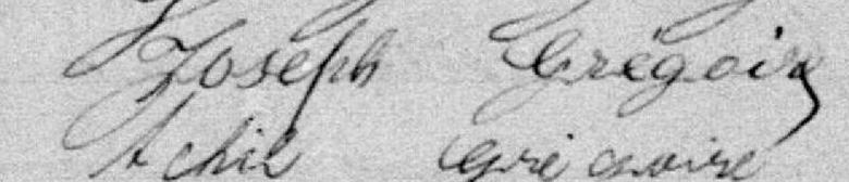 Signature de Joseph Grégoire: 9 septembre 1895 Signature de Joseph Grégoire: 9 septembre 1895