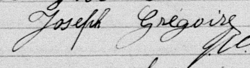 Signature de Joseph Grégoire: 22 novembre 1896 Signature de Joseph Grégoire: 22 novembre 1896