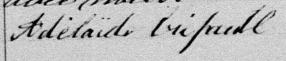Signature de Adélaïde Crepault: 7 avril 1879 Signature de Adélaïde Crepault: 7 avril 1879