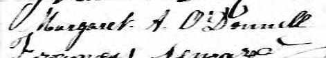 Signature de Margaret A. O'Donnell: 15 février 1876 Signature de Margaret A. O'Donnell: 15 février 1876
