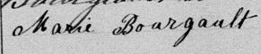Signature de Marie Bourgault: 7 avril 1879 Signature de Marie Bourgault: 7 avril 1879