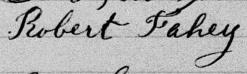 Signature de Robert Fahey: 17 septembre 1881