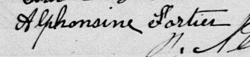 Signature de Alphonsine Fortier: 22 janvier 1884