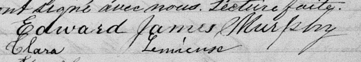 Signature de Edward James Murphy: 5 août 1885 Signature de Edward James Murphy: 5 août 1885