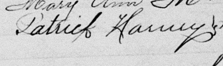Signature de Patrick Harney: 11 septembre 1887