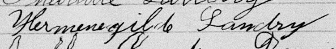Signature de Herménégilde Landry: 27 juillet 1896 Signature de Herménégilde Landry: 27 juillet 1896