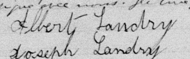 Signature de Albert Landry: 30 avril 1895