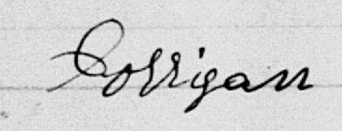 Signature de Corrigan: 14 septembre 1896