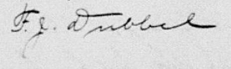 Signature de F.J. Dubbel: 20 août 1897