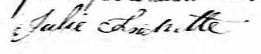 Signature de Julie Fréchette: 8 décembre 1823 Signature de Julie Fréchette: 8 décembre 1823