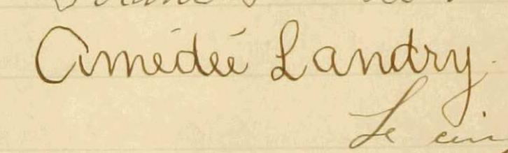 Signature de Amédée Landry: 25 août 1901