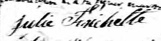 Signature de Julie Frichette: 18 décembre 1835 Signature de Julie Frichette: 18 décembre 1835