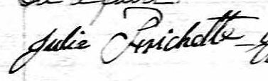 Signature de Julie Frichette: premier janvier 1839 Signature de Julie Frichette: premier janvier 1839