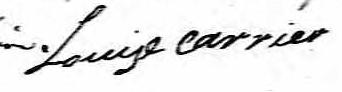 Signature de Louise Carrier: 28 avril 1823