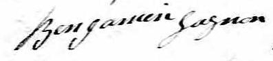 Signature de Benjamin Gagnon: 13 décembre 1824