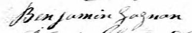 Signature de Benjamin Gagnon: 3 août 1826