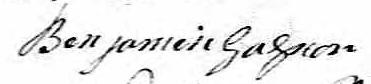 Signature de Benjamin Gagnon: 19 octobre 1829