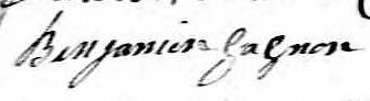 Signature de Benjamin Gagnon: 12 janvier 1830