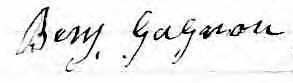 Signature de Benj, Gagnon: 14 février 1865