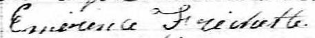 Signature de Emérence Fréchette: 5 septembre 1843 Signature de Emérence Fréchette: 5 septembre 1843