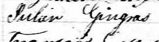 Signature de Julien Gingras: 27 février 1838 Signature de Julien Gingras: 27 février 1838