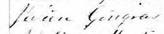 Signature de Julien Gingras: 18 octobre 1869 Signature de Julien Gingras: 18 octobre 1869
