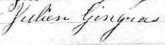 Signature de Julien Gingras: 25 mai 1871 Signature de Julien Gingras: 25 mai 1871