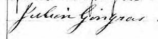 Signature de Julien Gingras: 29 septembre 1871 Signature de Julien Gingras: 29 septembre 1871