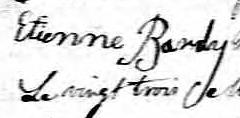 Signature de Etienne Bardy: 21 mars 1832