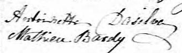 Signature de Antoinette Dasilva: 8 juin 1835