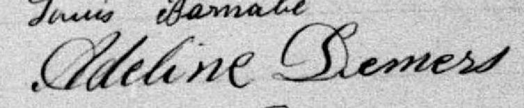 Signature de Adeline Demers: 19 novembre 1877 Signature de Adeline Demers: 19 novembre 1877