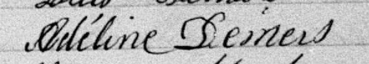 Signature de Adéline Demers: 26 juillet 1880 Signature de Adéline Demers: 26 juillet 1880