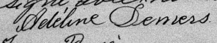 Signature de Adéline Demers: 17 mai 1888 Signature de Adéline Demers: 17 mai 1888