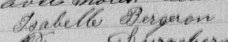 Signature de Isabelle Bergeron: 14 août 1886 Signature de Isabelle Bergeron: 14 août 1886