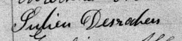 Signature de Julien Desrochers: 20 janvier 1885 Signature de Julien Desrochers: 20 janvier 1885