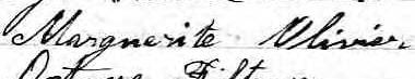 Signature de Marguerite Olivier: 16 mars 1876 Signature de Marguerite Olivier: 16 mars 1876