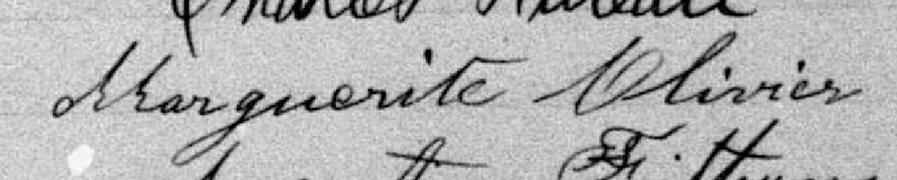 Signature de Marguerite Olivier: 23 juillet 1877 Signature de Marguerite Olivier: 23 juillet 1877