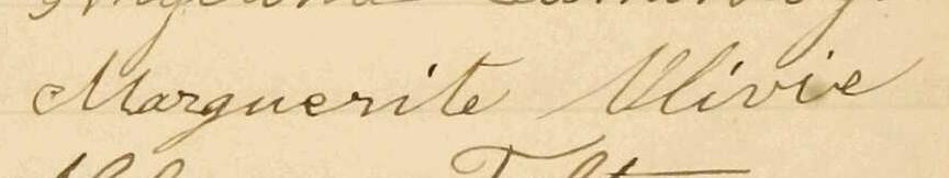 Signature de Marguerite Olivier: 15 avril 1901 Signature de Marguerite Olivier: 15 avril 1901