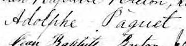 Signature de Adolphe Pâquet: 3 mars 1870 Signature de Adolphe Pâquet: 3 mars 1870