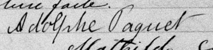 Signature de Adolphe Paquet: 8 septembre 1879 Signature de Adolphe Paquet: 8 septembre 1879