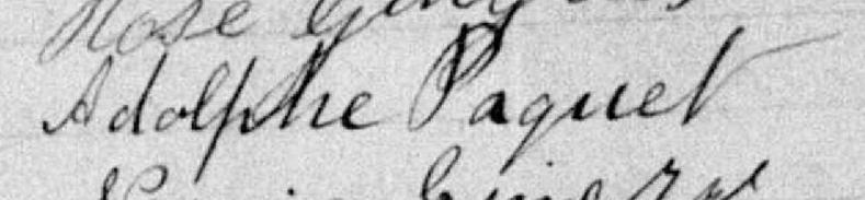 Signature de Adolphe Paquet: 30 août 1885 Signature de Adolphe Paquet: 30 août 1885
